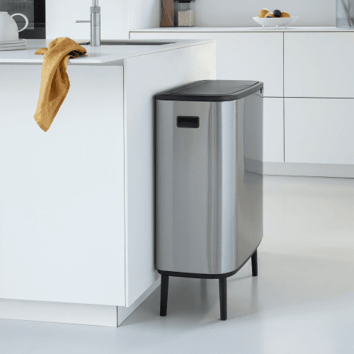 Image showing the Bo Touch bin, 60 litre, Matt Steel Fingerprint Proof product.