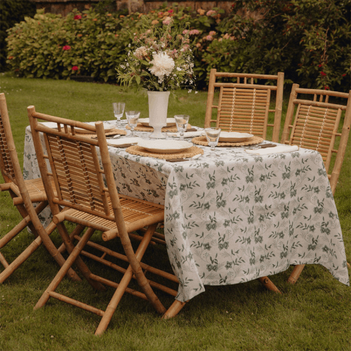 Image showing the Hellebore Linen Tablecloth, 160 x 260cm, Green product.