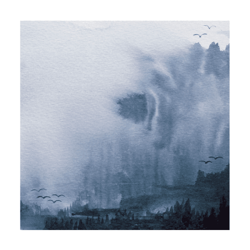 Image showing the Ethereal Square Signed Print, 30 x 30cm, Blue product.
