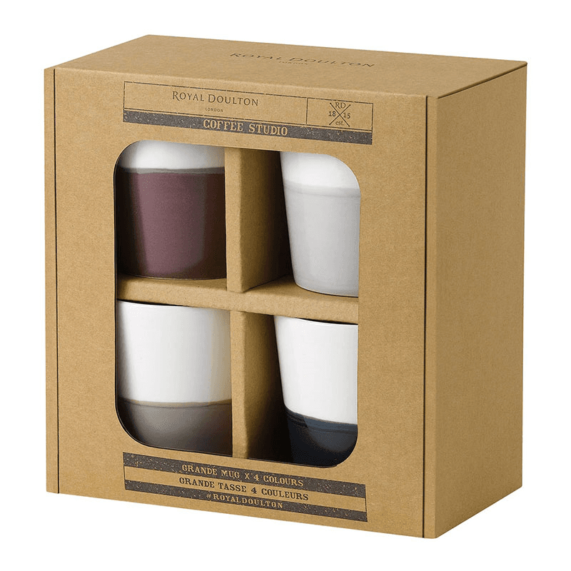 Coffee Studio Set of 4 Grande Mugs, White/Grey
