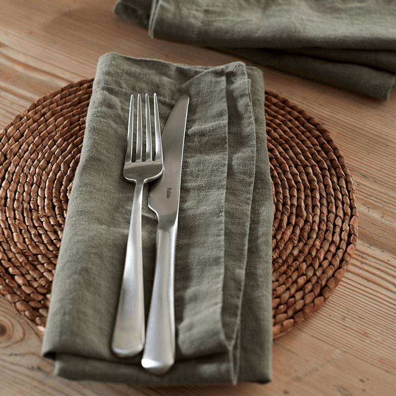 Linen Set of 4 Napkins, Olive