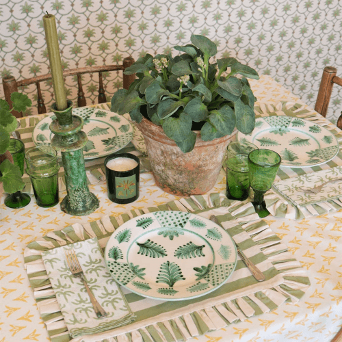 Image showing the Palm & Fern Set of 4 Dinner Plate, Green product.