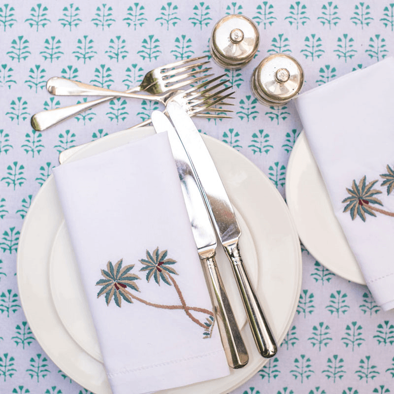 Palm Set of 4 Napkins, White