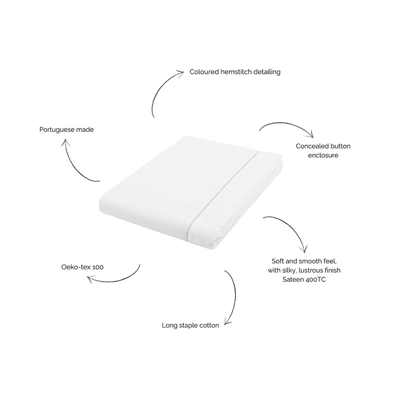 Porto Hemstitch Duvet Cover, King, Straw