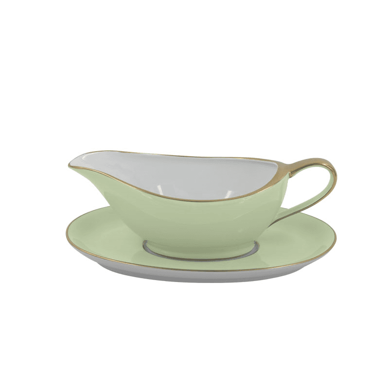Sous Le Soleil Sauceboat On Tray, 350ml, Matt Gold Classic Pastel Green