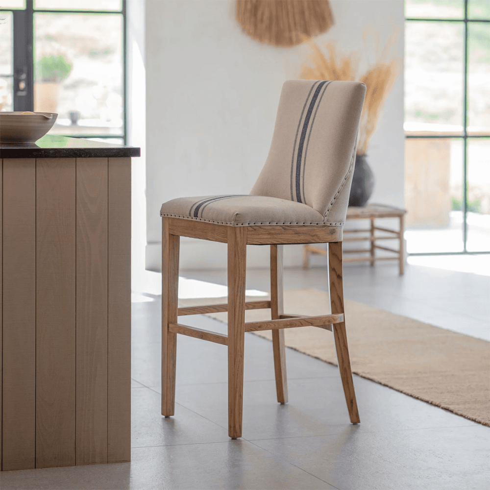 Monroe Stripe Bar Stool, Blue