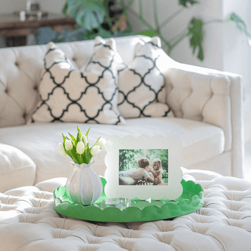 Image showing the Lacquered Scallop Photo Frame, 5 x 7", White product.