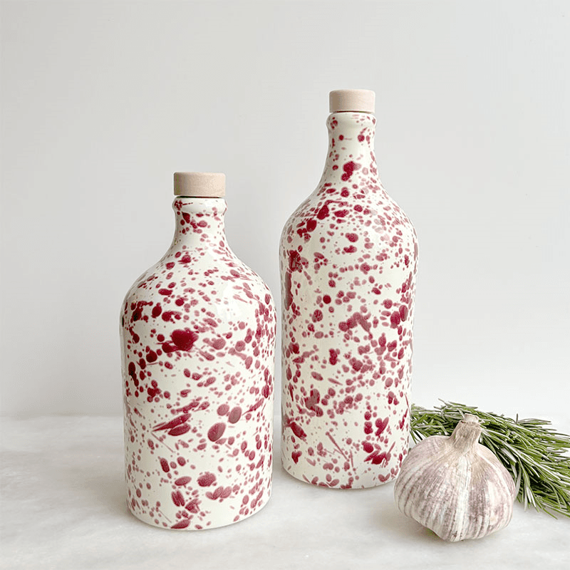 Splatter Ceramic Bottle, 750ml, Cranberry
