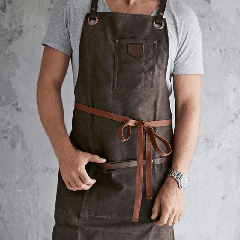 Waxed Canvas Apron, Tobacco Brown