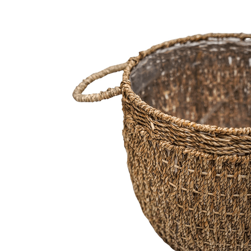 Seagrass Set of 2 lined baskets, H30 x D35cm, Natural