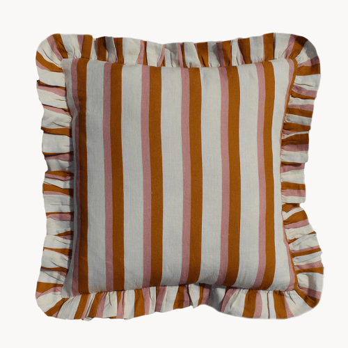 Image showing the Stripe Cushion Cover, 60 x 60cm, Ochre & Blush product.