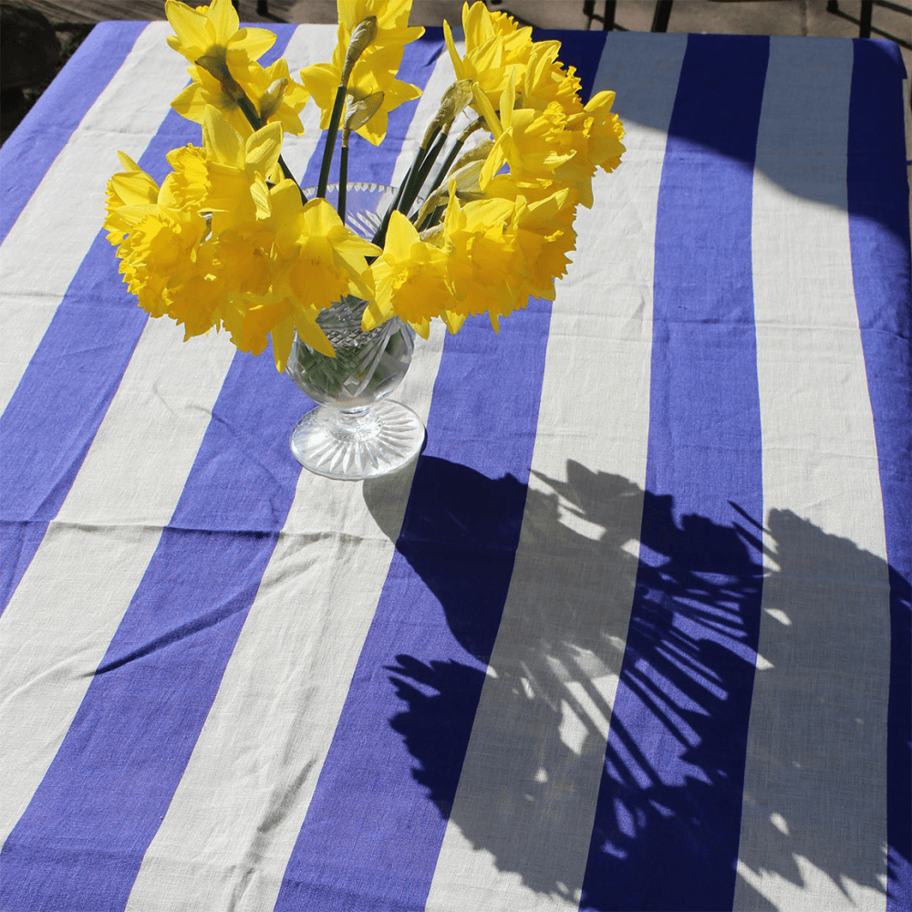Wide Stripe Tablecloth, Cobalt