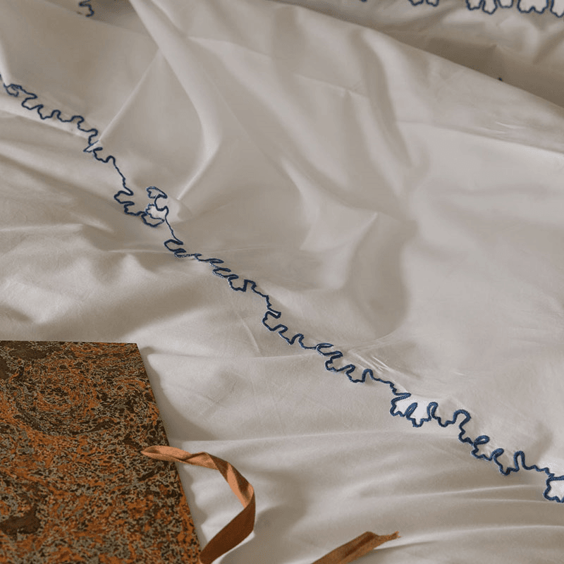 Thea Scalloped Duvet Cover, Superking, Denim