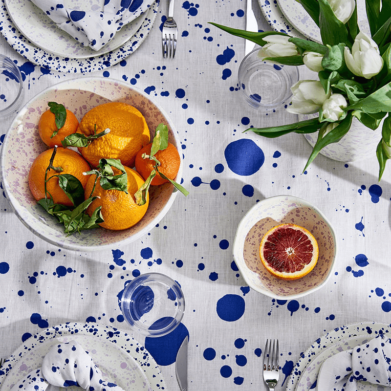 Splatter Tablecloth, W165 x L270cm, Electric Blue