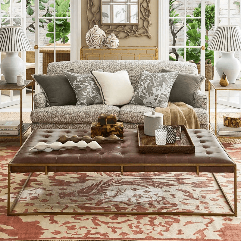 Wallace Coffee Table, H41 x W160cm, Aged Hazelnut Leather