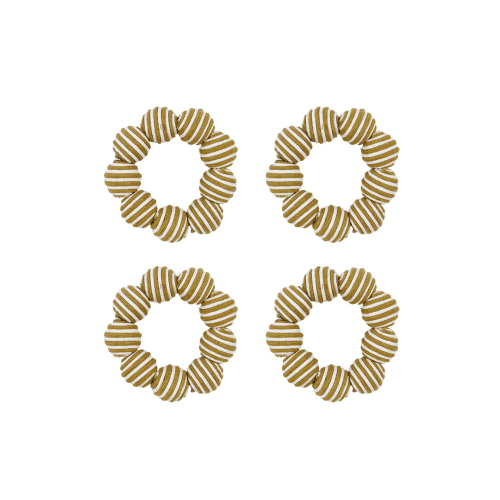 Image showing the Striped Set of 4 Napkin Rings, Tobacco/White product.