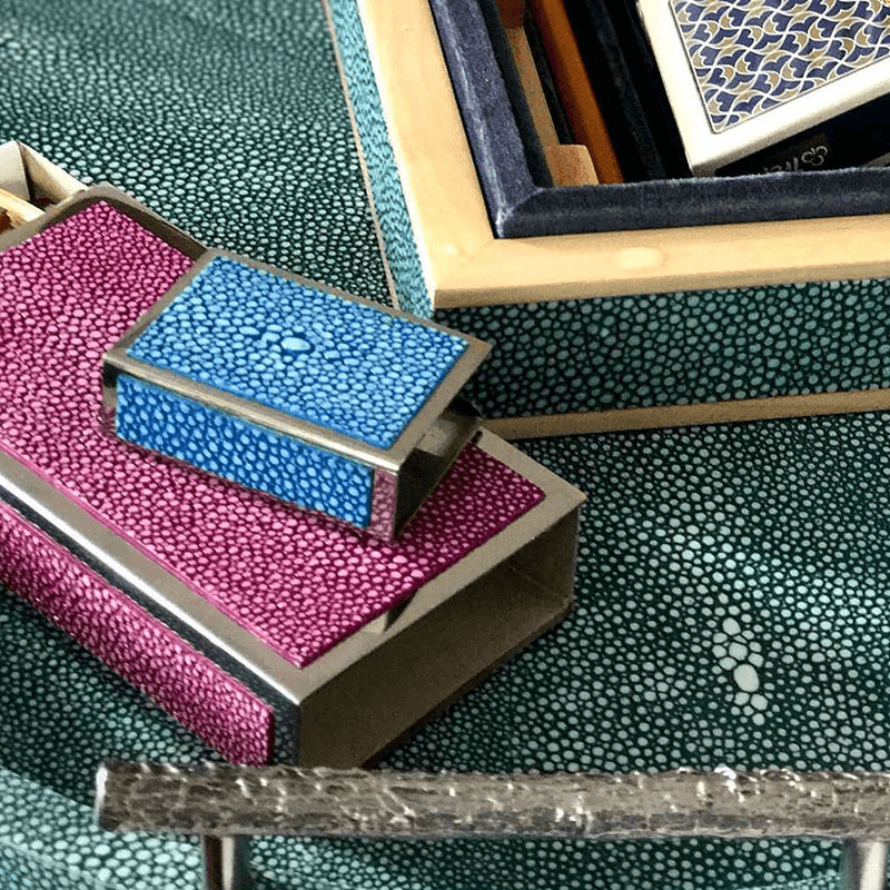 Large Match Box Holder, 13 x 7cm, Duke Blue Shagreen