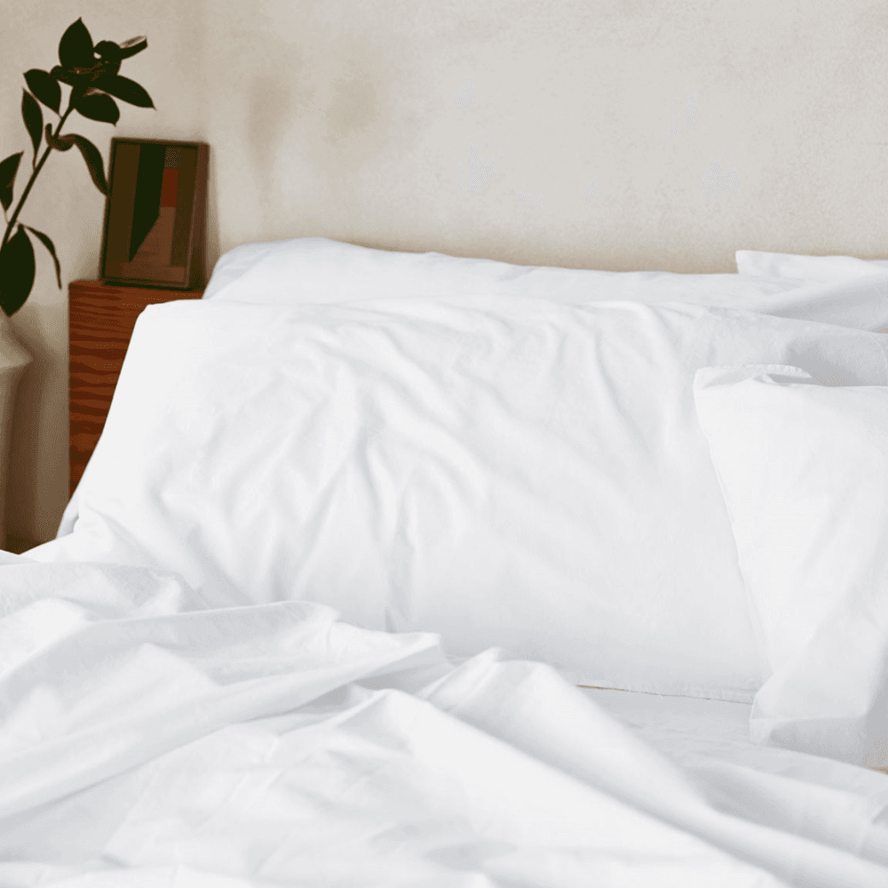 Washed Cotton Percale Pair of Pillowcases