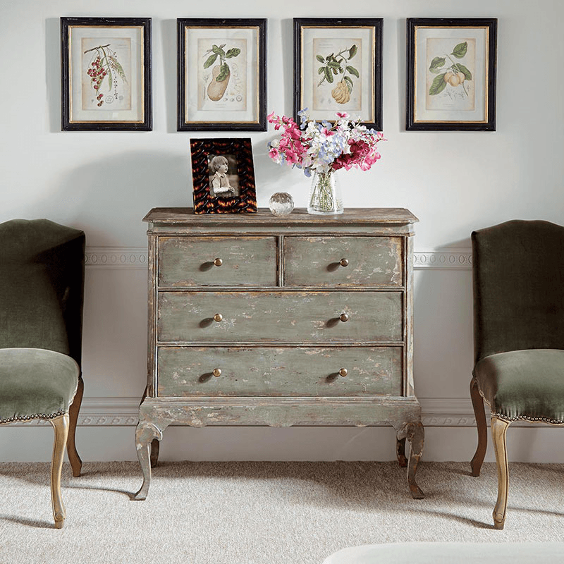 Hopkirk Chest of drawers, W102 x D37 x H101cm, distressed blue