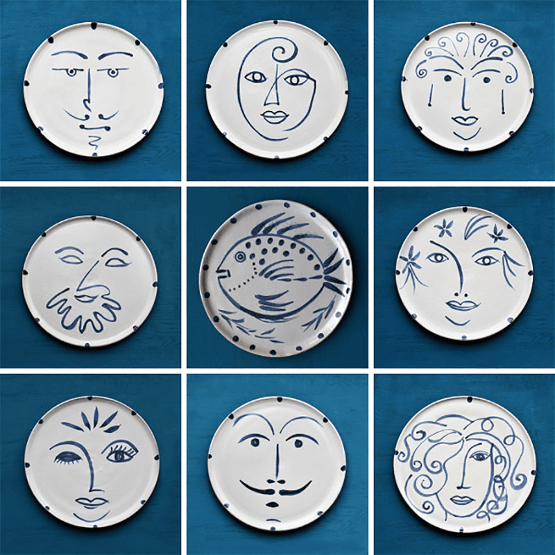 M Moreau Wall Plate, D36cm, Blue & White