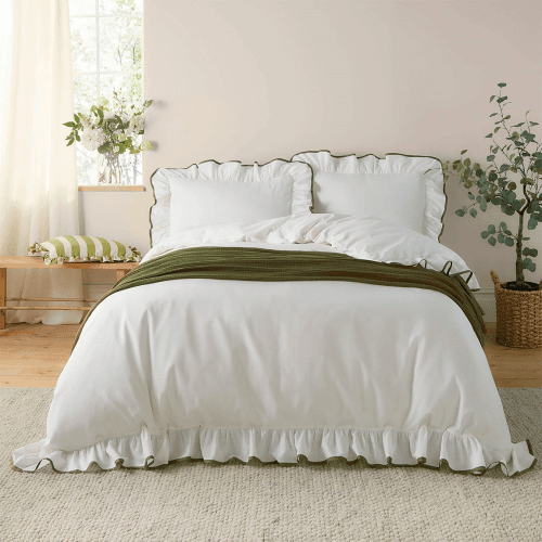 Image showing the Blousey Ruffle Duvet Cover Set, King, Olive product.