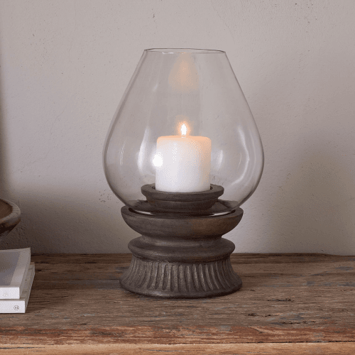 Image showing the Kawani Kawani Mango Wood Lantern, Dark Ash product.