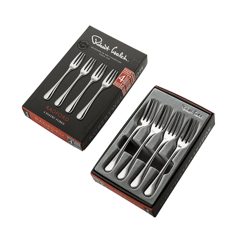 Radford Bright 4 Piece Pastry Fork Set, Stainless Steel