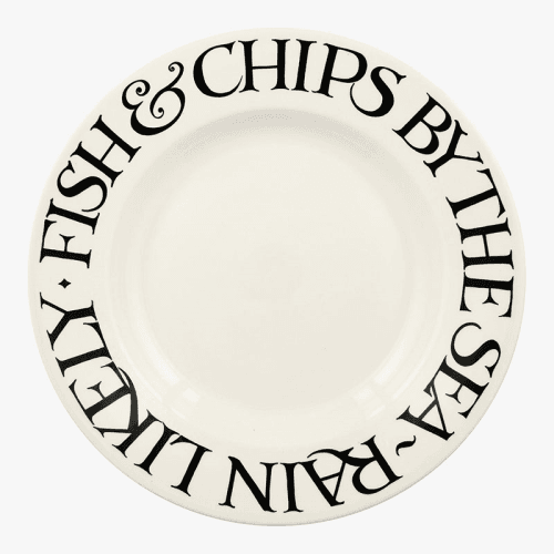 Image showing the Black Toast Fish & Chips Plate, D27cm, Cream product.