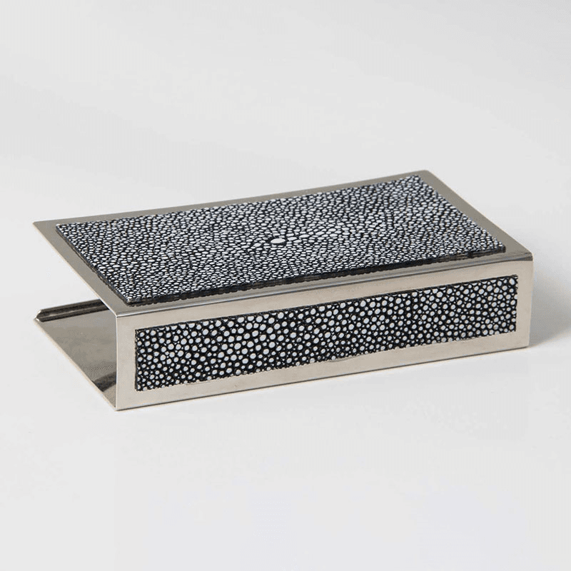 Large Match Box Holder, 13 x 7cm, Charcoal Shagreen