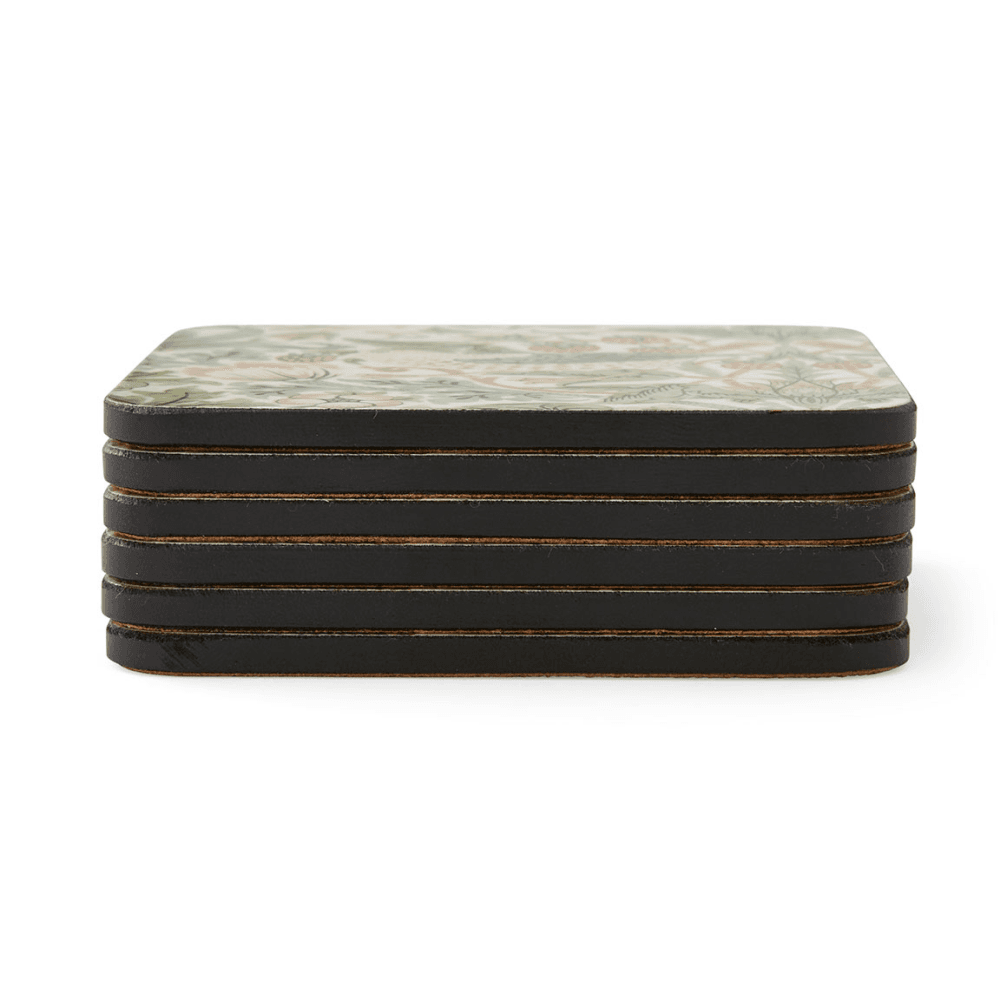 Strawberry Thief Set of 6 Coasters, Green