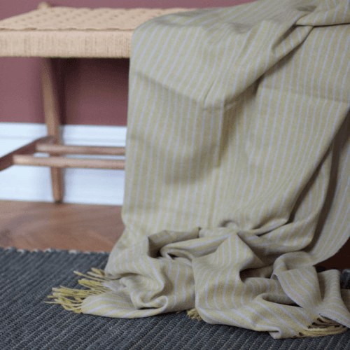 Image showing the Stripes Throw, H130 x W200cm, Light Yellow product.