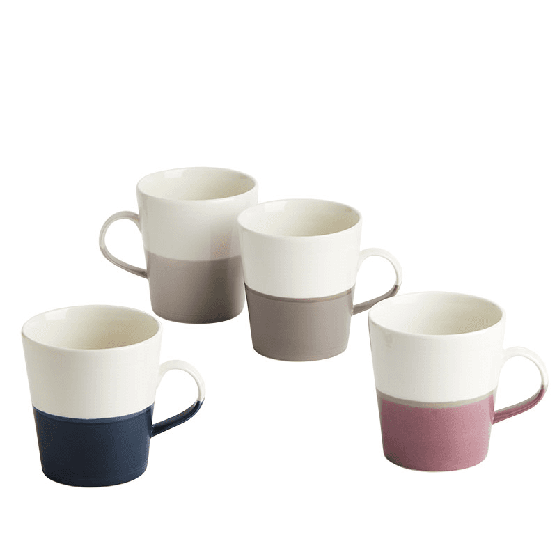 Coffee Studio Set of 4 Grande Mugs, White/Grey