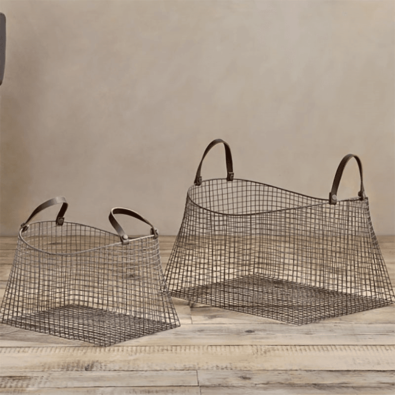 Adah Set of 2 Iron Baskets, Brown