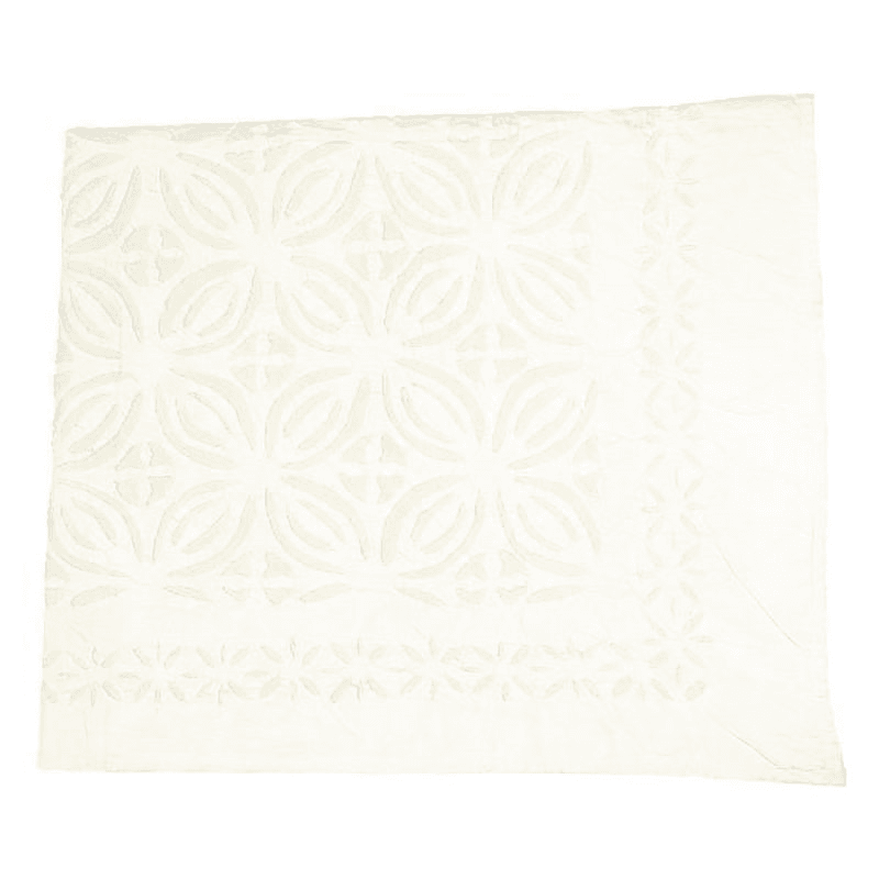 Cut Work Applique Double Bedspread, White