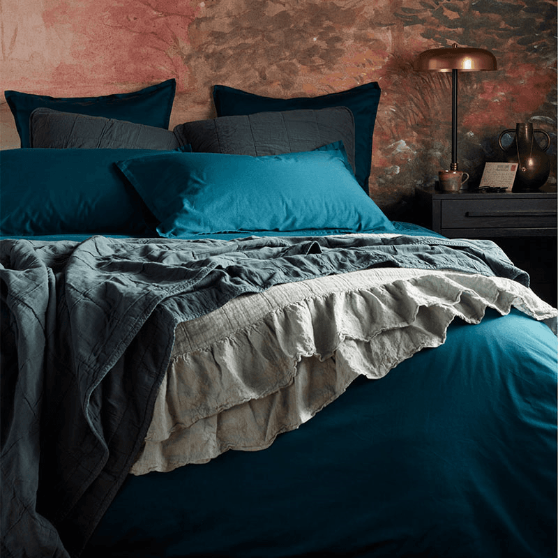 Finn Cotton Quilted Cushion Cover, 65 x 65cm, Darkest Spruce