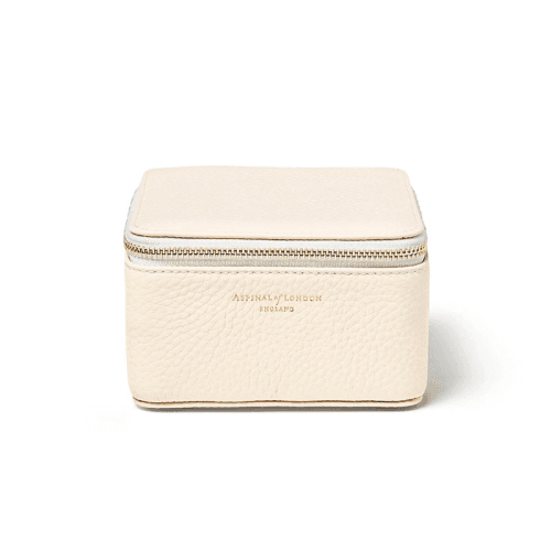 Image showing the Travel Watch & Ring Box, L12 x W12cm, Ivory Pebble product.