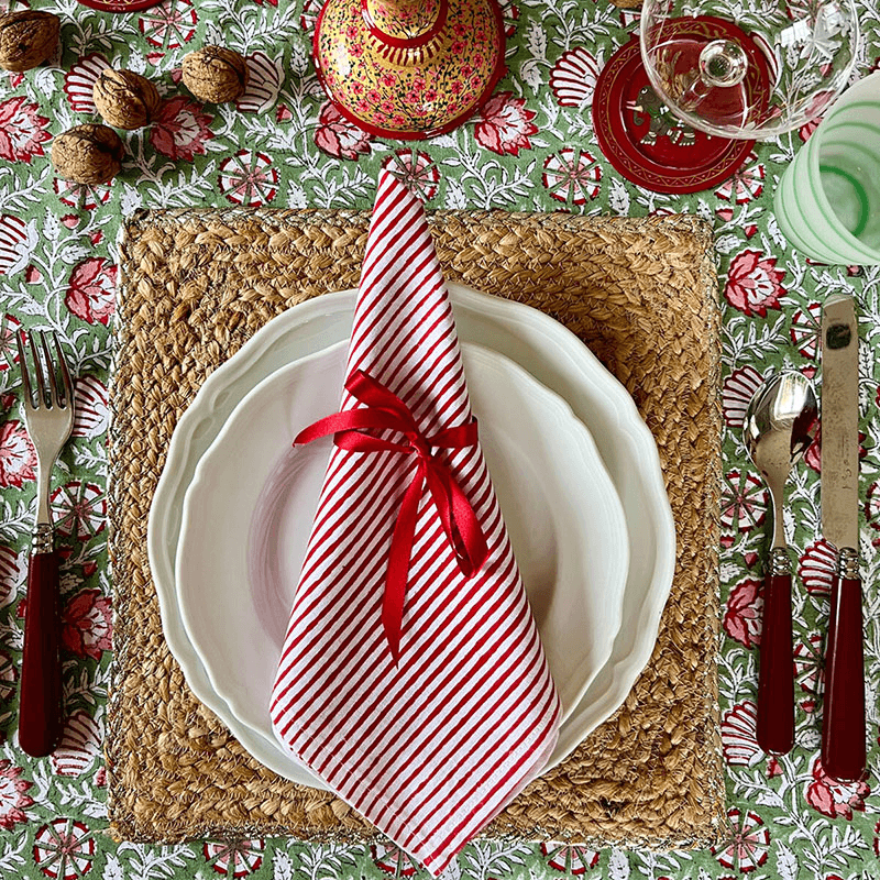 Striped Napkins, 45 x 45cm, Scarlet