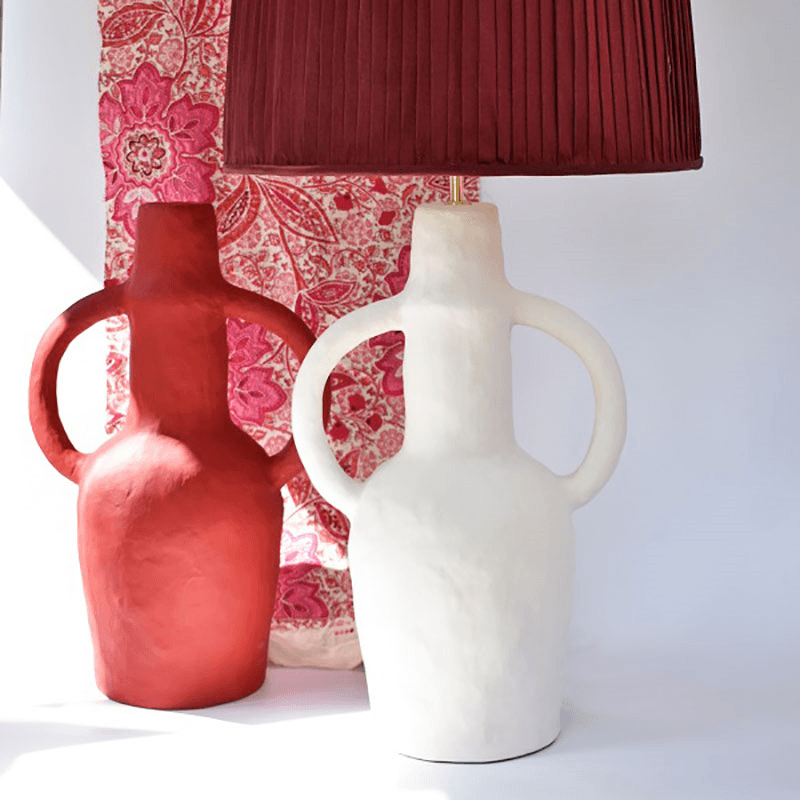 Rumba Opened Armed Vase, H54cm, Red