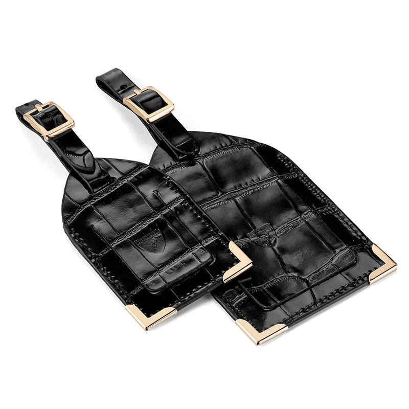 Set of 2 Luggage Tags, L12 x W7cm, Black Croc