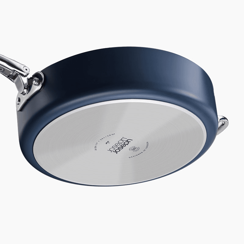 Space Folding Ceramic Non-Stick Saute Pan & Lid, 28cm, Midnight Blue