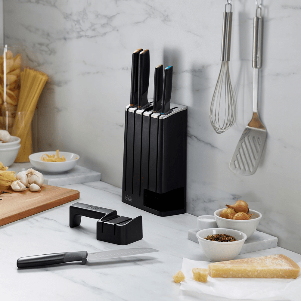 Elevate 5 Piece Knife Slim Block, Multicolour