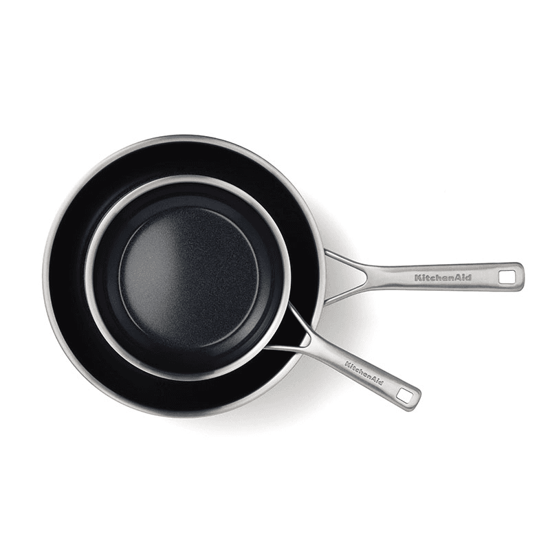 MultiPly - Ceramic Stainless Steel Non-Stick Frying Pan Set, 20cm & 28cm, Silver
