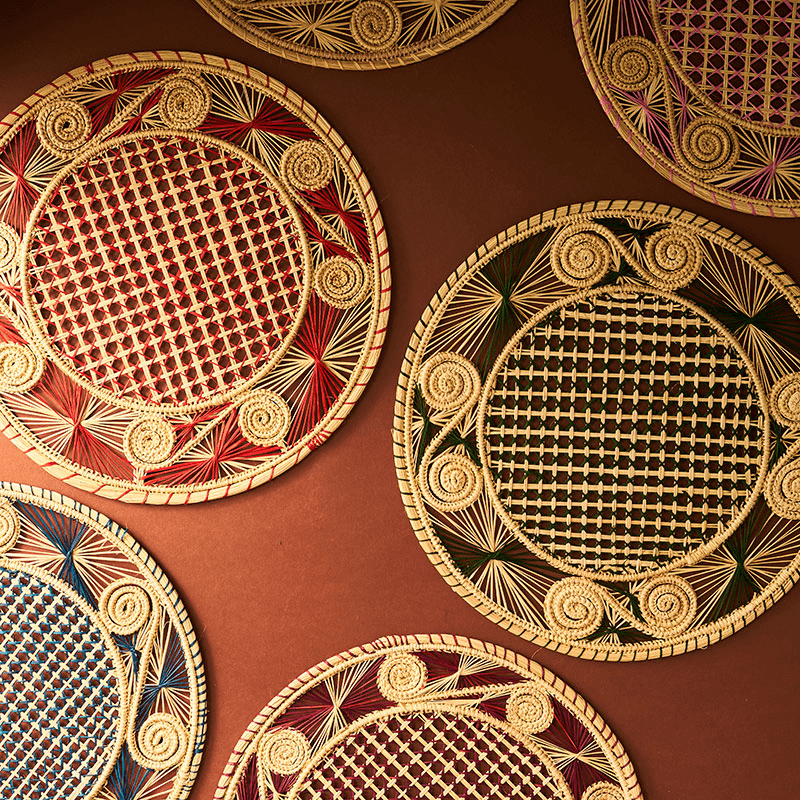 Sandra Set of 2 Woven Placemats, D35cm, Dark Green