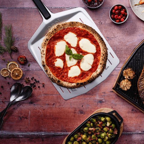 Image showing the 14" Perforated Pizza Peel, Aluminum product.