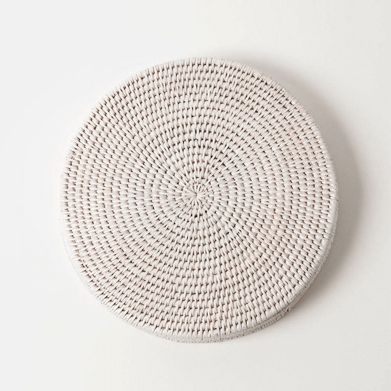 Latha Set of 4 Rattan Placemats, White