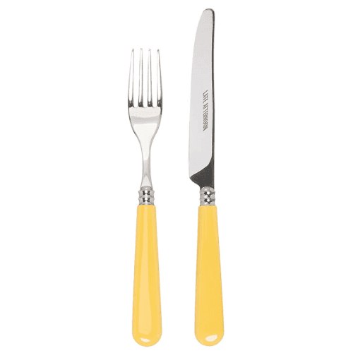 Image showing the Knife and Fork Set, Butter Yellow product.