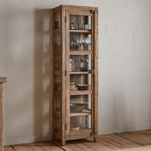 Image showing the Ibo Reclaimed Wood & Glass Cabinet, Natural product.