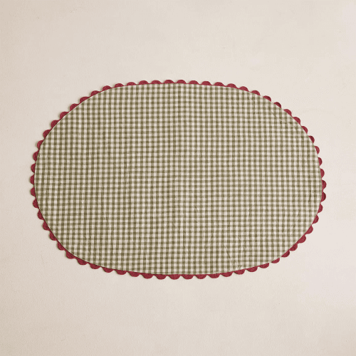 Image showing the Munro Set of 4 Checked Placemats, Olive product.