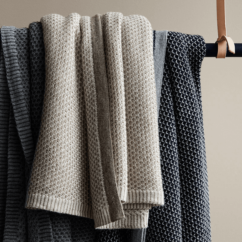 Raindrops Plaid Throw, H180cm x W130cm, Grey