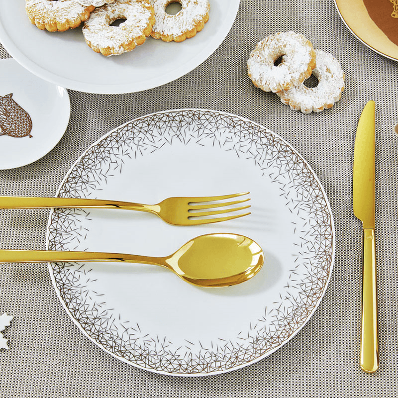 Linear 36 Piece Cutlery Set, Gold